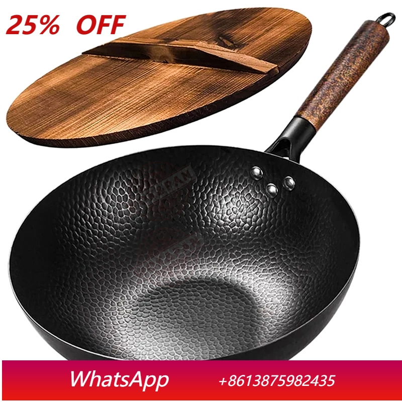 Wok Electric Flat - Poêle Wok en Acier Carbone 32cm