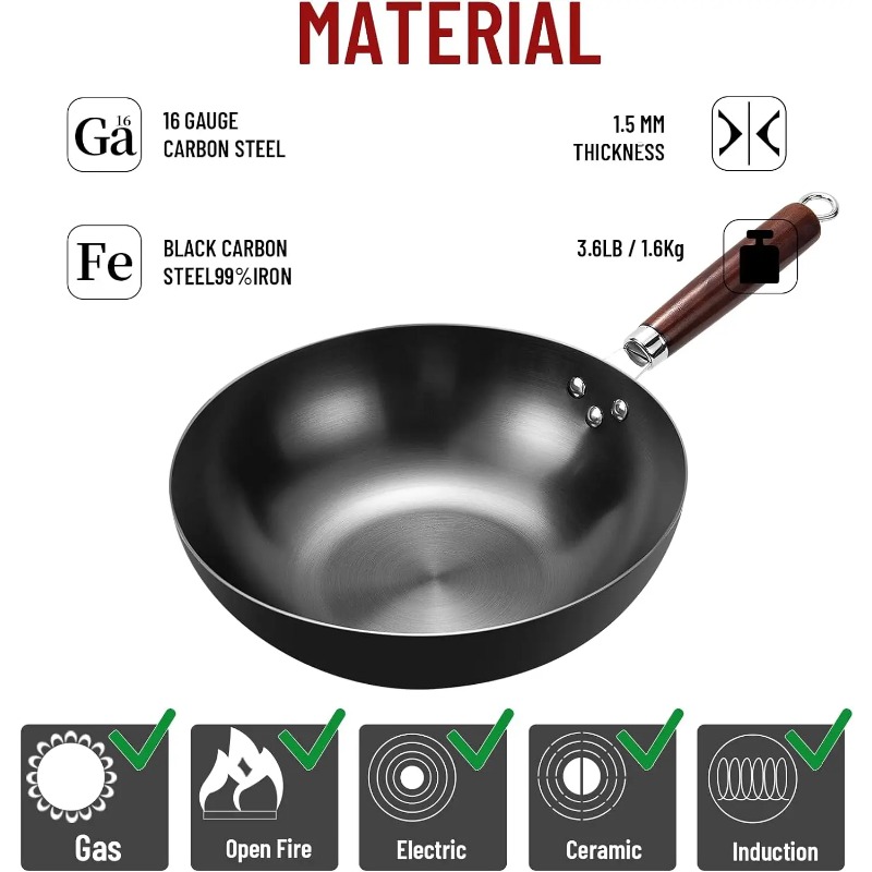 Poêle Wok à Fond Plat 32 cm, P - Wok Electric Flat avis et prix