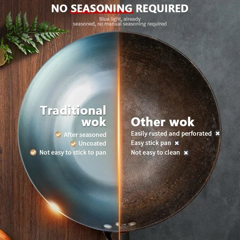 Poêle Wok à fond plat 13.5 